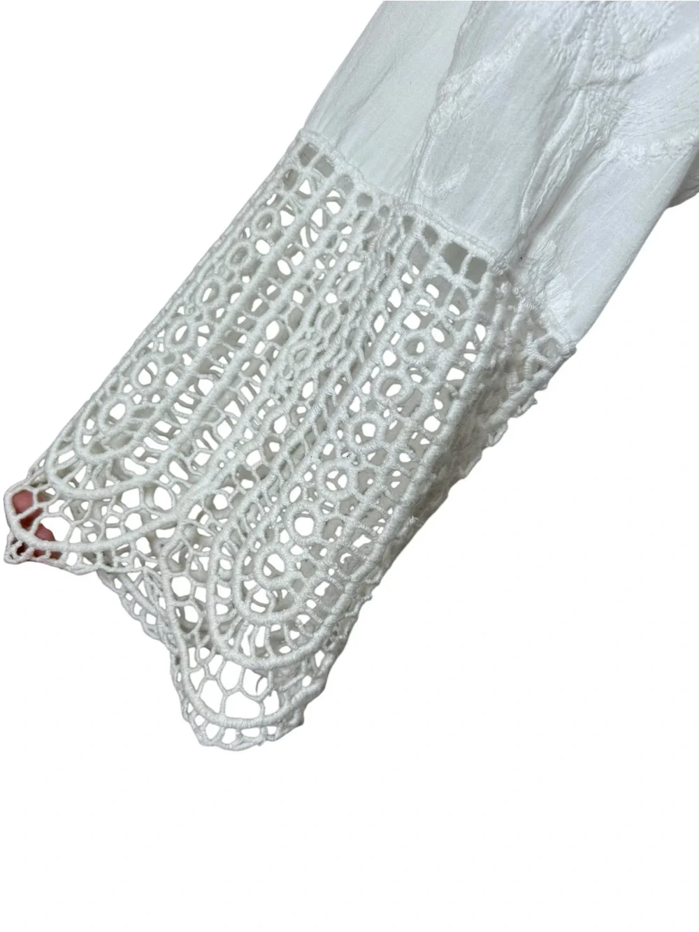 Chico’s white sheer crochet boxy top size 2 large US 12 coastal Lagenlook beach